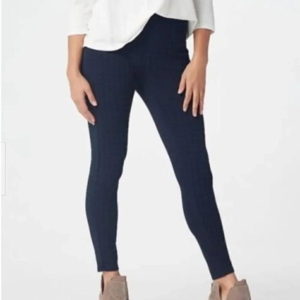 NWT Spanx Jean-ish Ankle Pull On Windowpane Blue and Black Skinny Jeans Size 3x